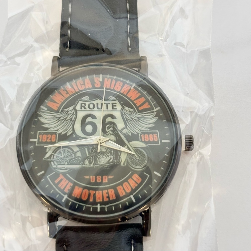 Route 66 "The Mother Road" Black Leather Watch